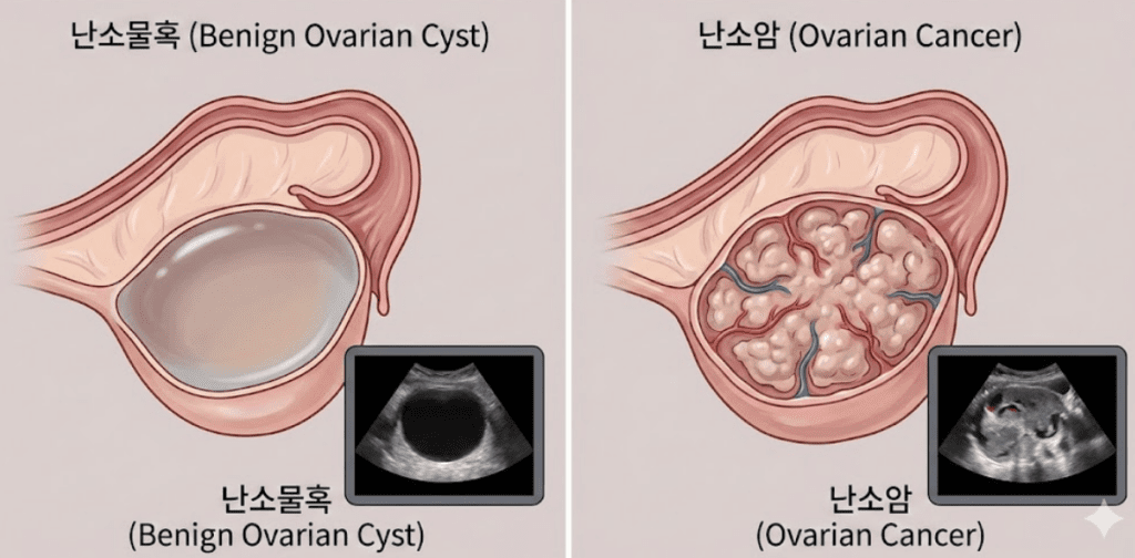 난소낭종(난소물혹) 난소암 차이